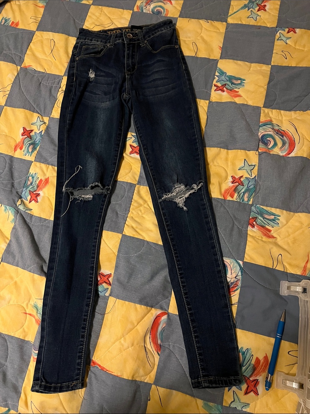 VIP Dark Wash Distressed Women's Skinny Jeans - Classic Fit